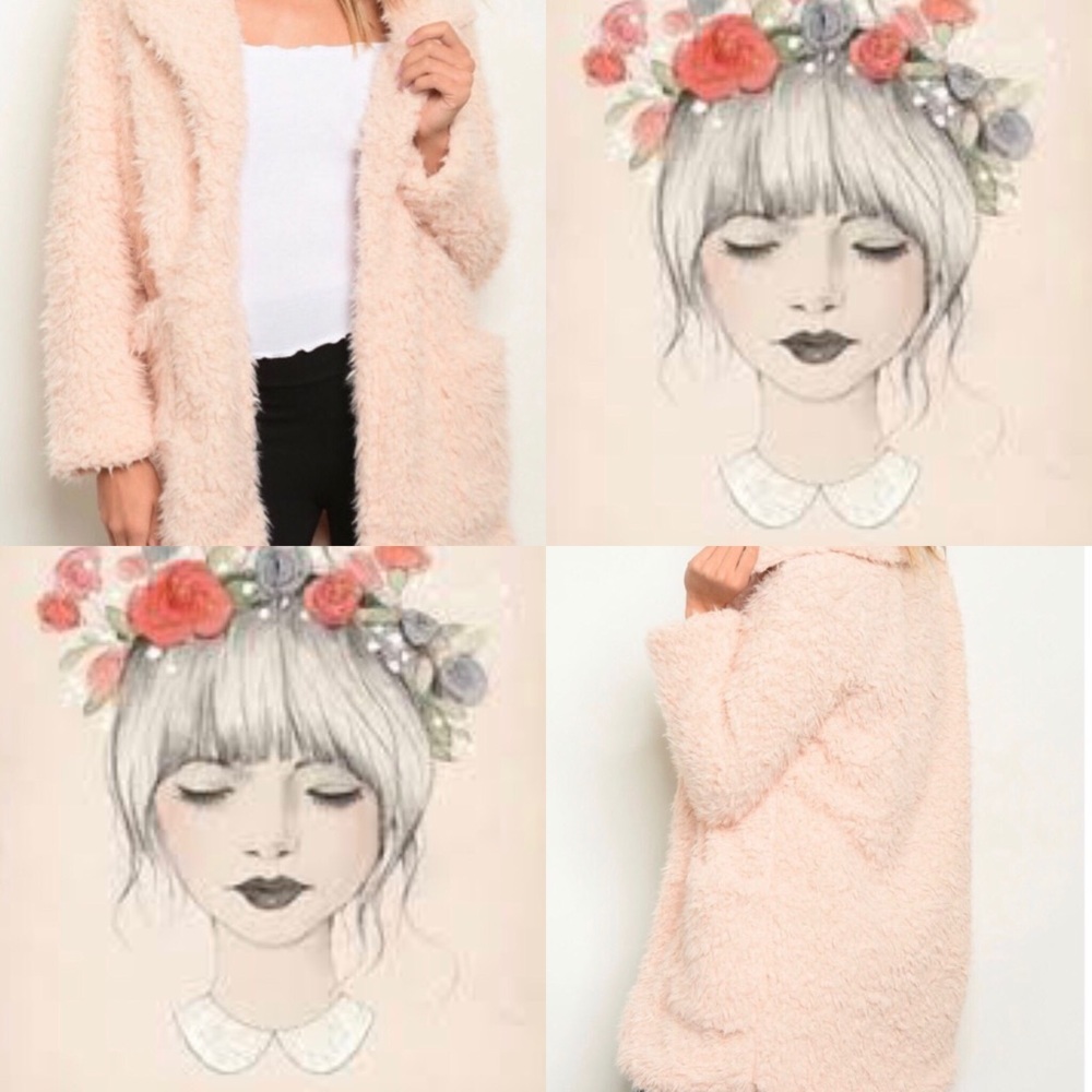 🔥🔥Final Sale🔥🔥Pink Faux Fur Coat - Picture 2 of 5